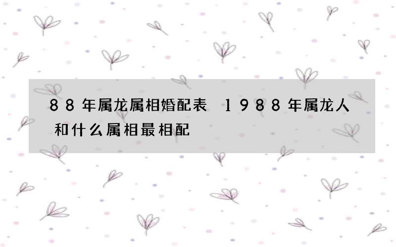 88年属龙属相婚配表 1988年属龙人和什么属相最相配